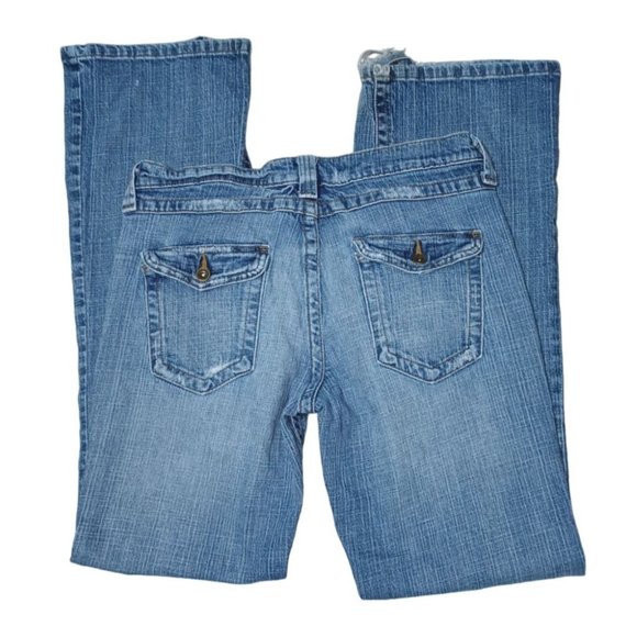 Mossimo Denim Jeans Juniors Size 13 FRAYED Stretch Boot Cut - Picture 2 of 16